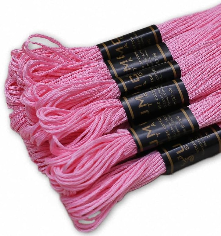 UMC STAG Pack of 12 Premium Embroidery Thread | 100% Egyptian Cotton Premium Skeins | Cross Stitch Embroidery Floss | Oeko TEX Certified Stranded Cotton | Ideal for Arts & Crafts (Pink Geranium 50) - Image 2